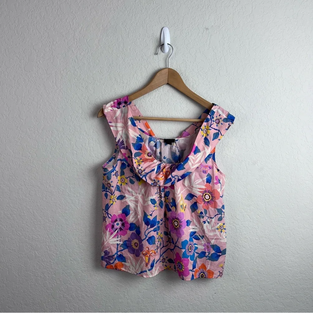 J. CREW Floral Scoop Neck Tank Top Liberty Art Pavilion XS